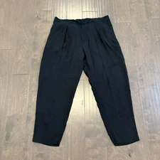 Lauren Ralph Lauren Pants Womens 12 Black Straight Leg Pleated Pockets Viscose