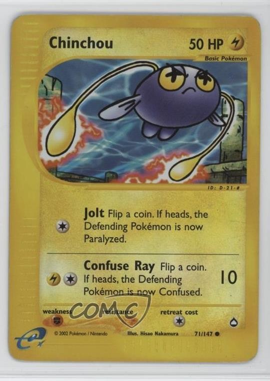Chinchou Reverse Foil Pokemon e-Card Series Aquapolis #71 2003