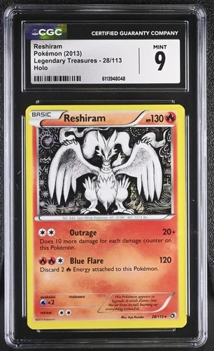 CGC 9 - Reshiram #28 Pokemon Legendary Treasures Holo
