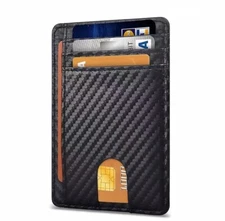 Slim Pocket Wallet with Front RFID Blocking, real Leather  Business Card Wallet