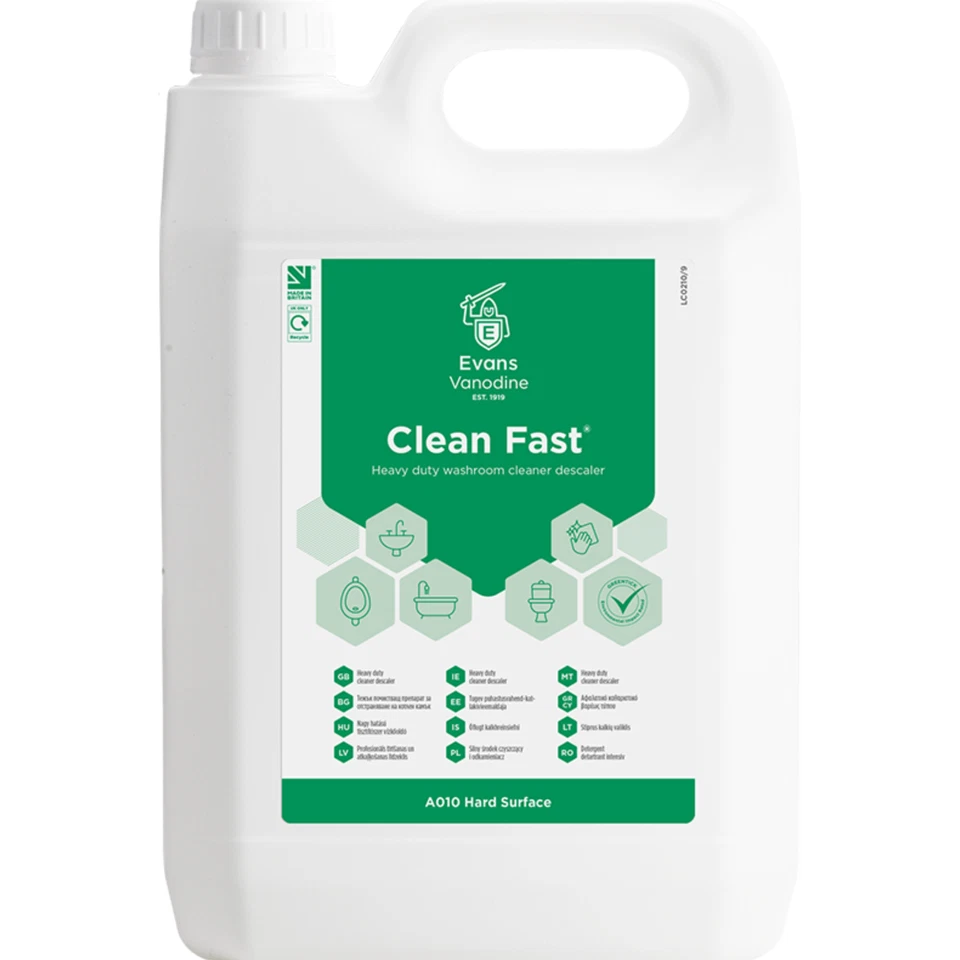 EVANS VANODINE Evans Clean Fast Heavy Duty Perfumed Washroom Bathroom Cleaner 5Ltr Bottle