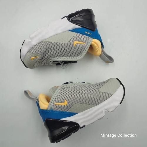 NEW Nike Air Max 270 Toddler Kids Sz 4C Grey Navy Slip On Athletic Sneaker Shoes - Picture 2 of 7
