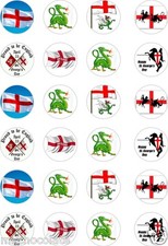 24 x PRECUT ST GEORGES DAY RICE/WAFER PAPER CUP CAKE TOPPERS