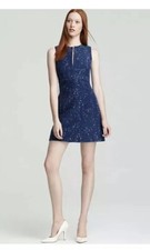 Nwt New Navy Blue Diane von Furstenberg Yvette Painted Tweed Dress Large 14
