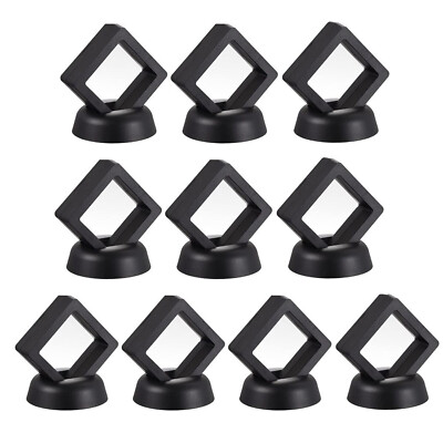 10x 3D Floating Coins Display Case Box 2in Stand Holder For Jewelry Ring Earring