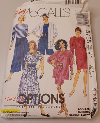 5755 McCalls SEWING Pattern Misses Uncut 14 16 cardigan dress top split ...