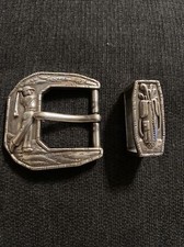 VINTAGE 1998 GOLFER 2 PIECE BELT BUCKLE STAMPED R NEW
