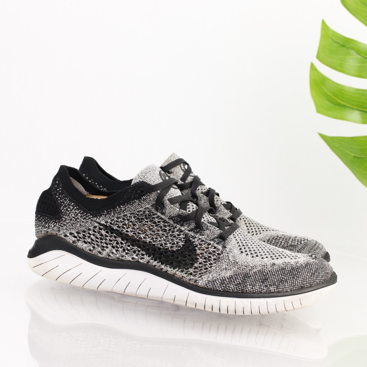 Nike Free Mens Flyknit Running Shoe Size Gray Black Knit