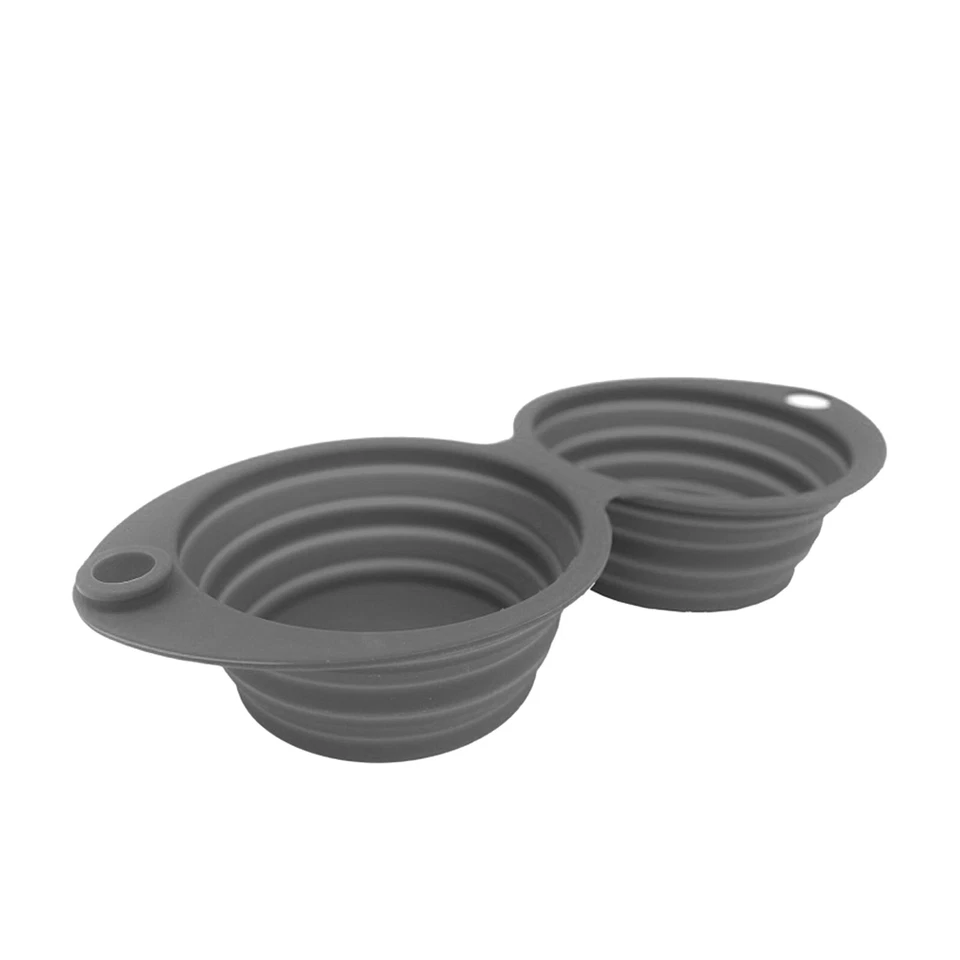 12 oz x2 Foldable Travel Pet Feeder, Collapsible Silicone Bowl with D-Ring - Image 4 of 4
