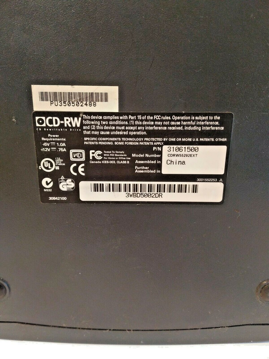 Iomega 31061500 CDRW55292EXT External CDRW Drive NO AC ADAPTER 
