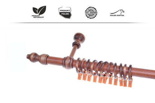 TRADITIONAL WOODEN CURTAIN POLE SINGLE SET WITH BRACKETS RINGS & FINIALS 28mm - Picture 14 of 19