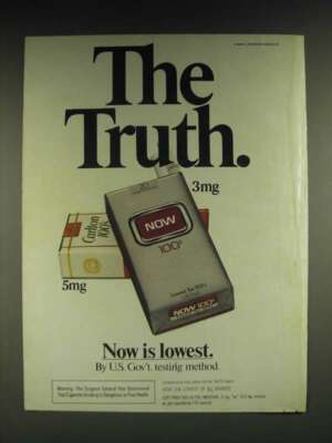 truth cigarette 1985 Now Cigarettes Ad - The Truth