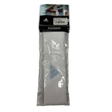 Adidas White Stretch Cotton Blend Anti-Microbial Headband Sweatband Blue