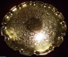 EXCELENTE BANDEJA SALVADORA VICTORIANA ANTIGUA INGLESA SHEFFIELD PLATA CHIPENDALE CON BORDES