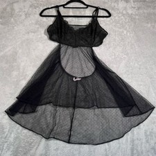 Victoria's Secret Women's Black Lace Polka Dot Babydoll Slip Size Medium