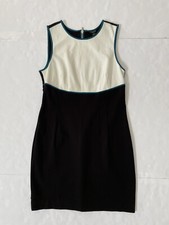 Ann Taylor Multicolor Back Zip Beige Black Blue Wrap Dress Size 2