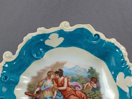 Victoria Austria Artemis Diana Neoclassical Scene Dark Turquoise 9 1/2 Inch Bowl - Picture 3 of 11