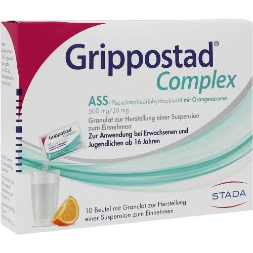 STADA CONSUMER HEALTH DEUTSCHLAND GMBH GRIPPOSTAD Complex ASS/Pseudoephedrin 500/30 mg Orange 10 St PZN 16903460