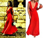 ROBE LONGUE ZARA ROUGE COL V SANS MANCHES MAXI ROBE AVEC ZIP TAILLE M NEUVE