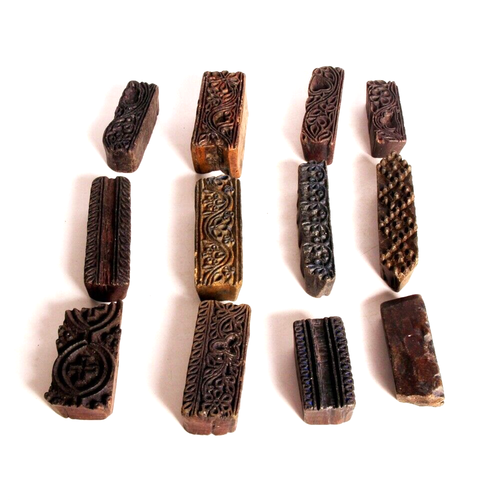 Impression En Bois Vintage Faisant Main Incurvée Bloc Textile Timbre