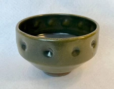 Jugtown Ware Centerpiece Bowl w/ Thumbprint Pattern in Frogskin Green - 1969