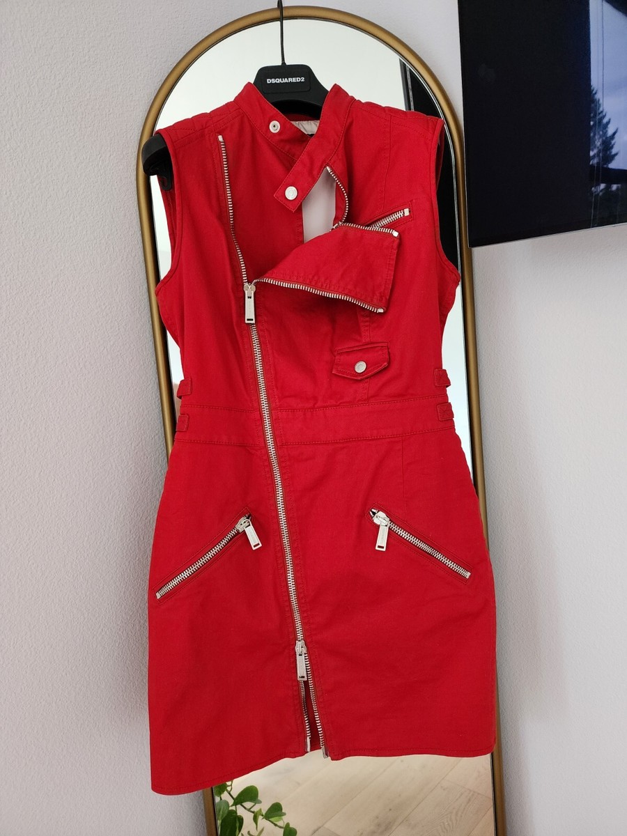 dsquared2 red dress paigelorenze wears a vintage Dsquared2 F/W 2004 runway turtleneck dress from sororit. a similar style from the same collection is online now.