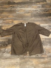 Chico  s Travelers Neutral Stripe Jacket Textured Size 3  Large Blazer Mesh
