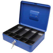Cathedral Products 12-Inch Key Lockable Cash Box with 9-Compartment Coin Tray