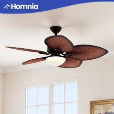 52 Inch Tropical Style Ceiling Fan Reversible 6 Speeds Adjustable Light Color