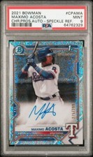2021 Bowman #CPAMA Maximo Acosta 1st Chrome Prospect Speckle Auto /299 PSA 9