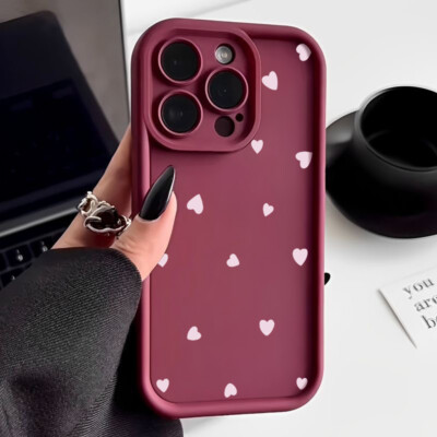 LOVE Heart Case For iPhone 17 16 15 14 Pro Max 13 12 Matte Shockproof Soft Cover