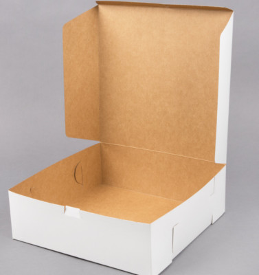 Cake Bakery Box 12'' x 12'' x 4'' Square Non Corrugated Paperboard White 100 Bundle
