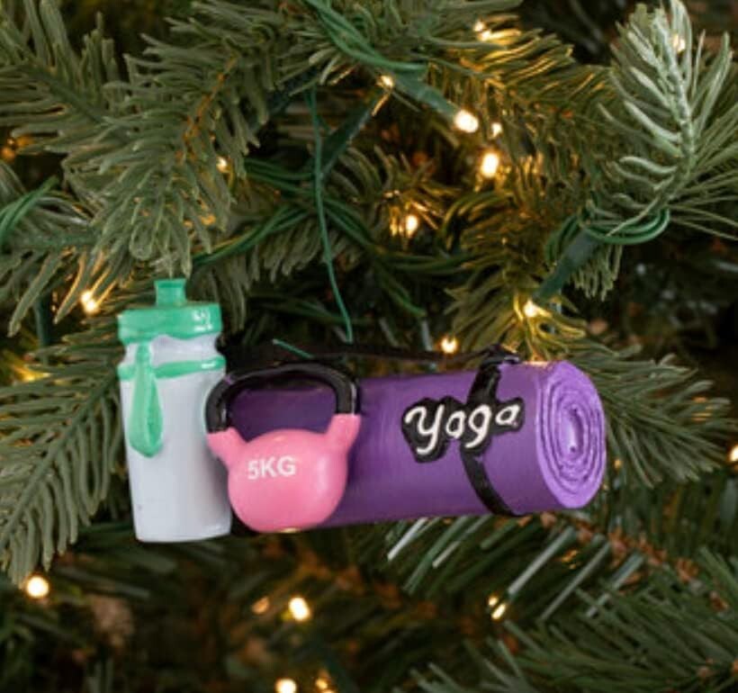 Yoga Mat Water Bottle Christmas Ornament - Perfect Holiday Gift