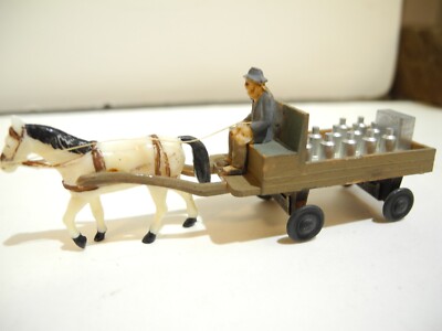 SIKU VINTAGE PLASTIC V429 SCENERY ACCESSSORY 1 HORSE MILK CART 1950's MINT