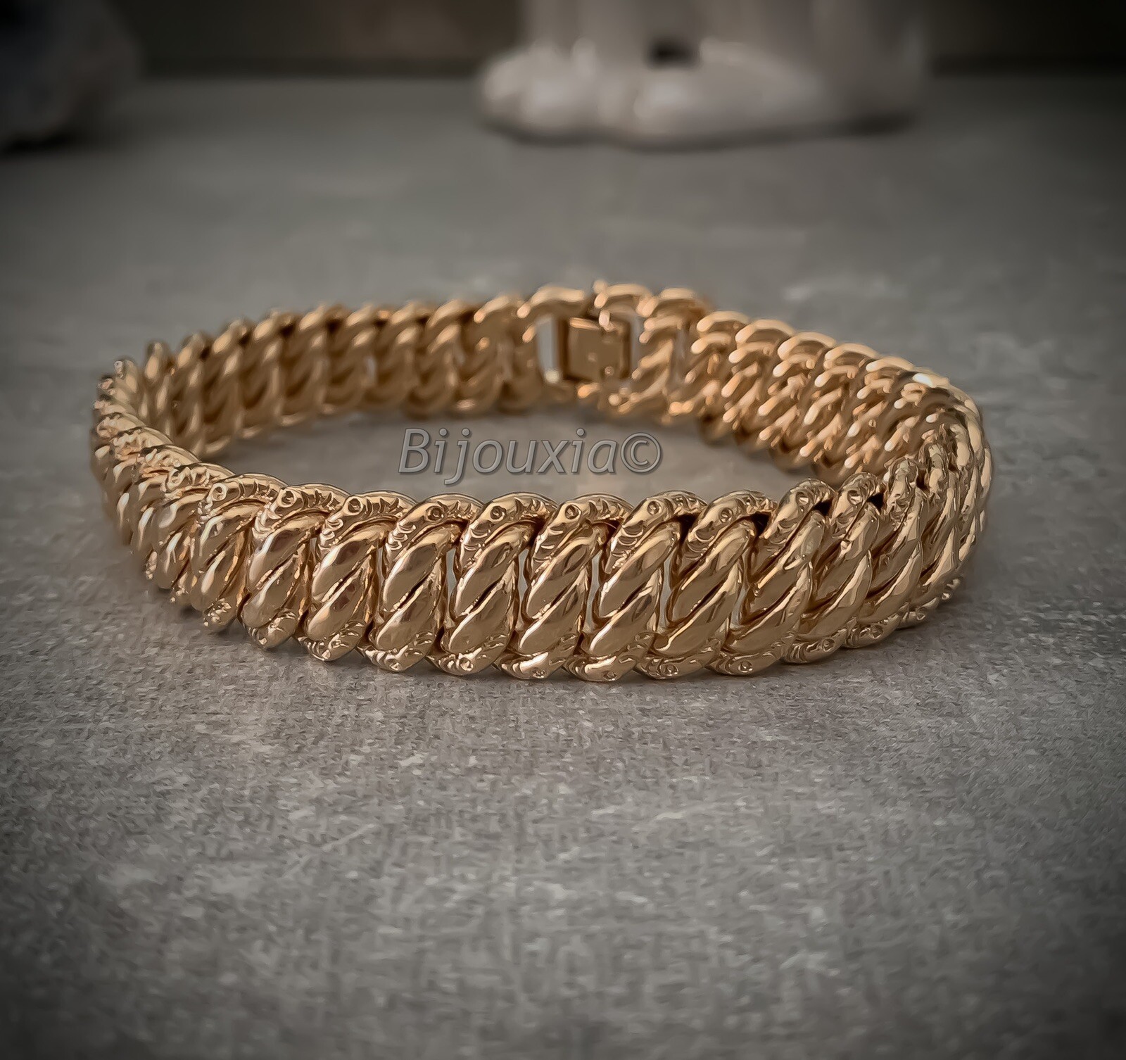 18K Gold Plated American Large 21CM Gourmette Bracelet Jewelry Mix-image