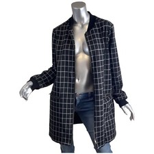 Chelsea & Theodore Checkered Zip Up Jacket Size Large Black White Lined