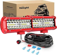 Nilight LED Light Bar 2PCS 6.5Inch Triple Row Spot Flood Combo Lights w/Wiring