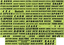 CAR DEALER VERSA-TAG  WINDOW ADVERTISE SLOGANS STICKERS VINYL CHARTREUSE  BLACK