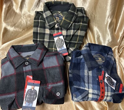 LOT of 3 ! MEDIUM Freedom Foundry Lightweight Fleece Shirt Button-Down Red Blue