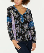Style & Co Printed Split-Neck Top