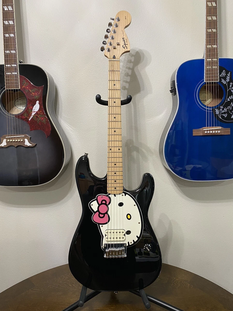 Squier Stratocaster Black Hello Kitty Electric Guitar Rare