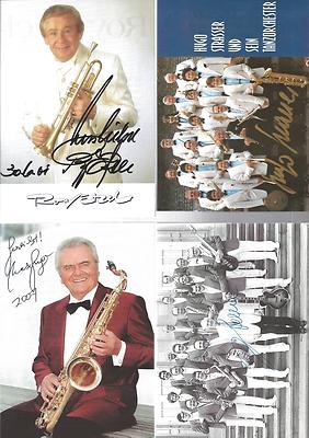 4 Autogramme Musik Max Greger Roy Etzel Hugo Strasser Erwin Lehn (alle  ) 21-1/7