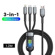 Transparent Luminous 3-In-1 Super Fast Charging Cable, 3 in 1 Charging Cable, Un