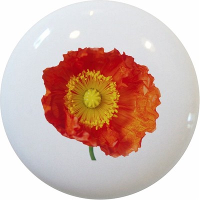 POPPY Orange Flower CABINET Drawer Pull KNOB Ceramic