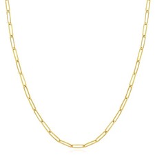 14K Yellow Gold 4mm Paperclip Chain Solid Links 18" 20" 24" 30"