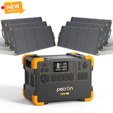 PECRON 1920Wh/2000W Portable Power Station LiFePO4 400/800/1200W Solar Panel Kit
