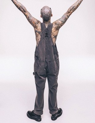 Hurley X Travis Barker Men s  Gray Overalls Colab Size L New Punk Rock