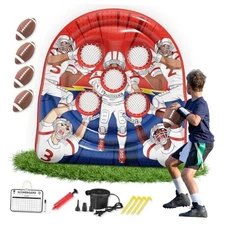 6Ft Football Target Toss Game - Inflatable Football Throwing Target Toy for Red