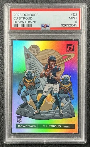 C.J. STROUD PSA 9 2023 PANINI DONRUSS #D-2 ROOKIE DOWNTOWN! SSP RC TEXANS 2045