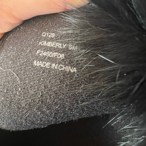 Coach Kimberly Boots Black Canvas Logo Rabbit Fur Trim SZ 6M - Picture 6 of 8